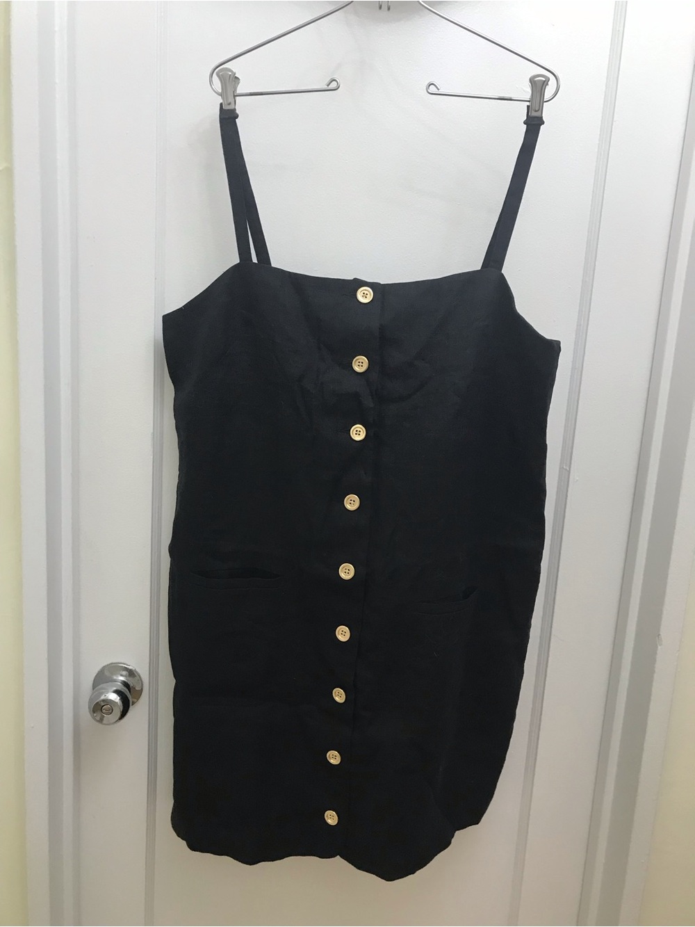 J. Crew Black Button-Front Mini Dress with Gold Buttons